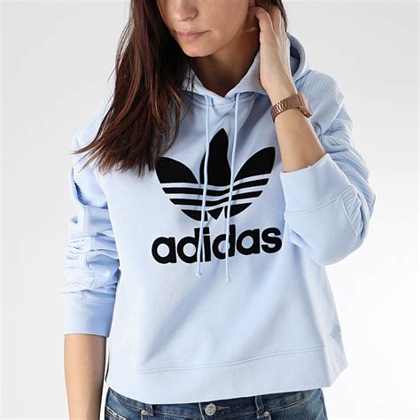 adidas originals chopped hoodie kapuzenpulli kurz damen du9874 hellblau|adidas Originals Women's Cropped Hoodie.